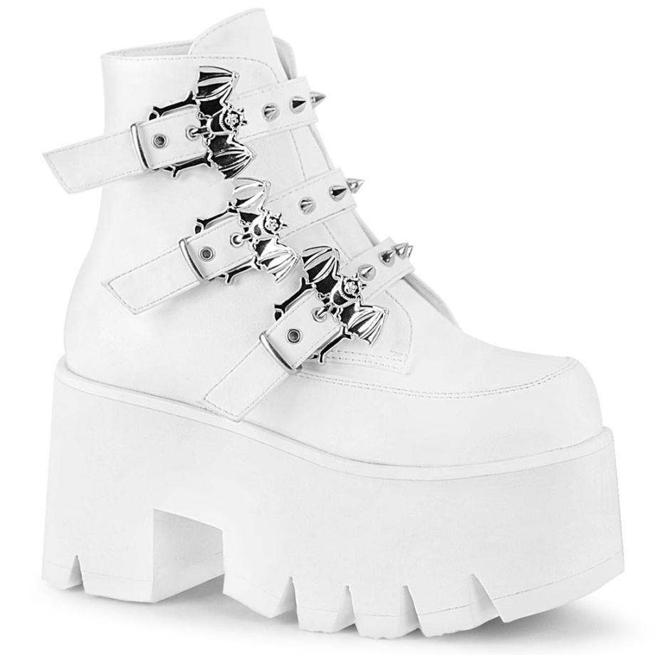 Ashes-55 White Vegan Leather Demonia Ireland