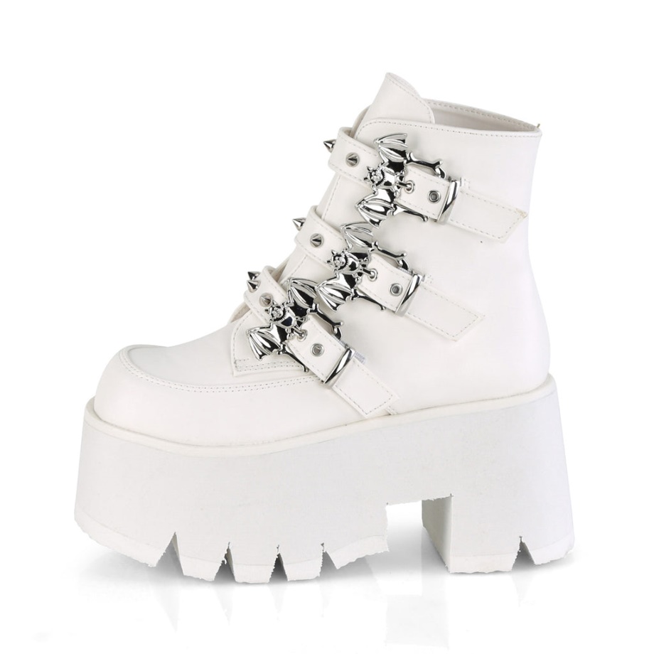 Ashes-55 White Vegan Leather Demonia Ireland