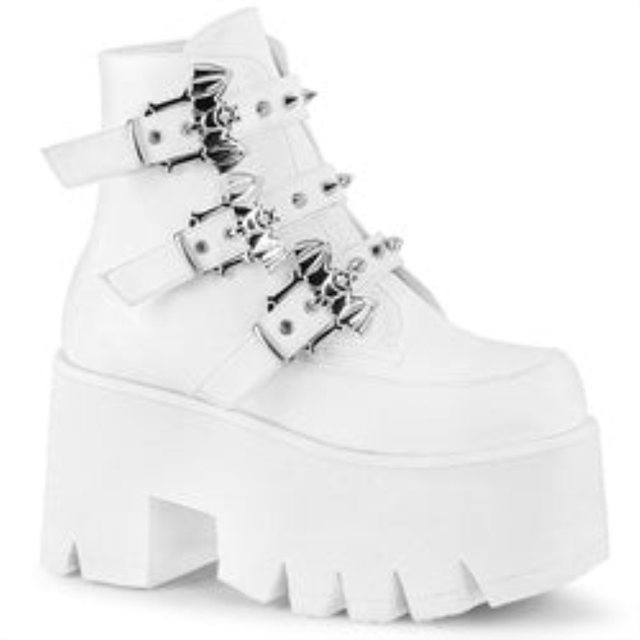 Ashes-55 White Vegan Leather Demonia Ireland