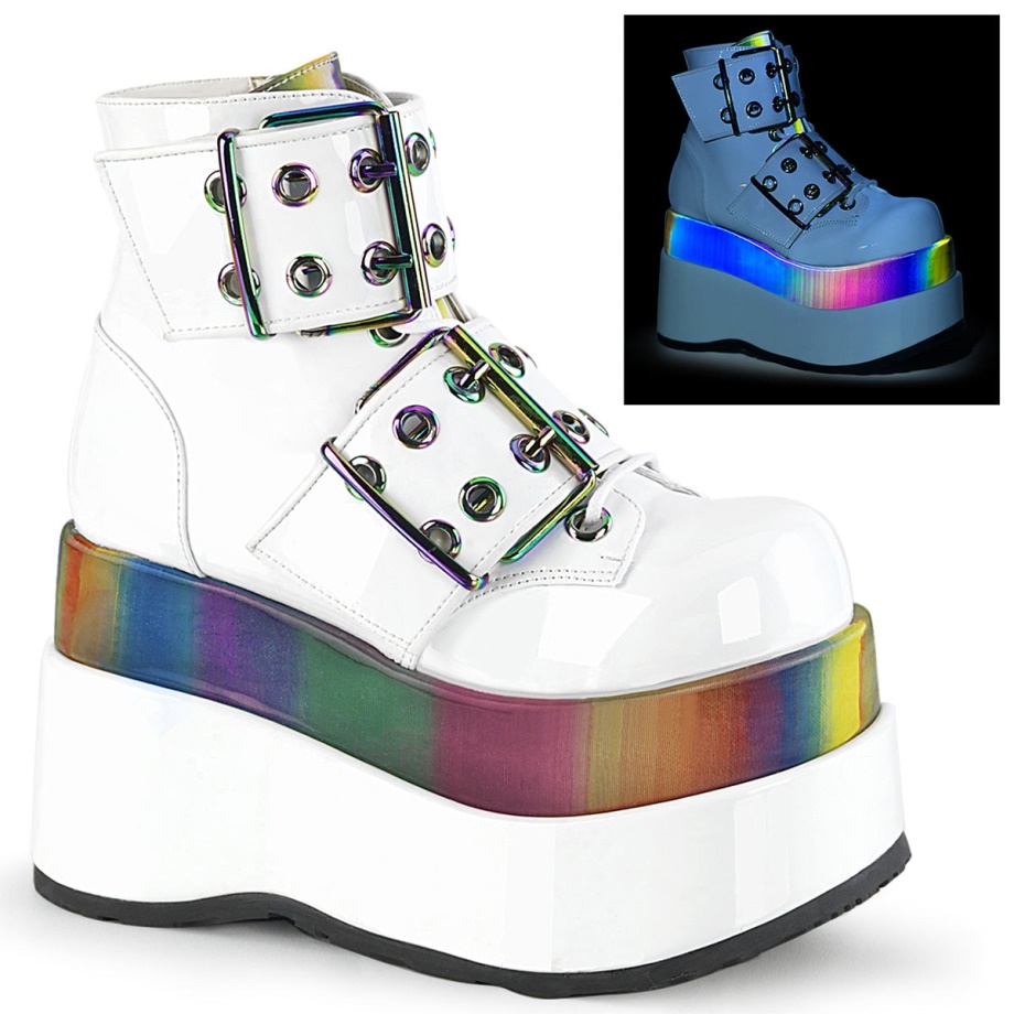 Bear-104 White Patent-Rainbow Reflective Demonia Ireland