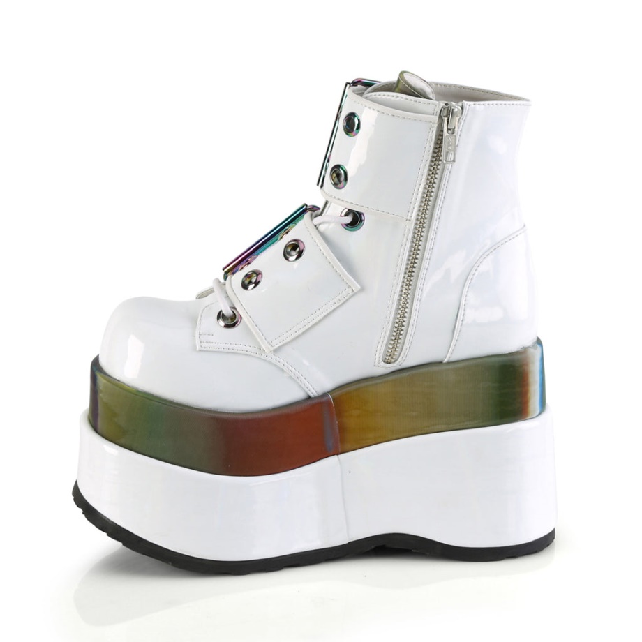 Bear-104 White Patent-Rainbow Reflective Demonia Ireland