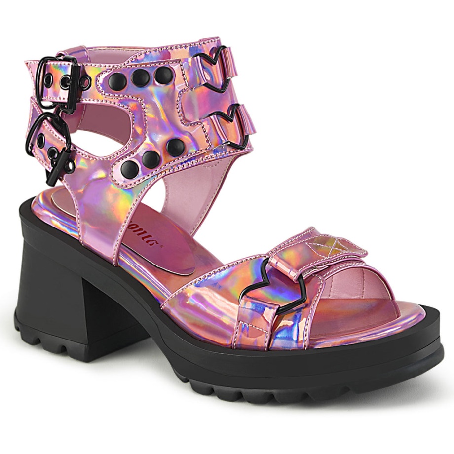 Bratty-07 Pink Holo Patent Demonia Ireland