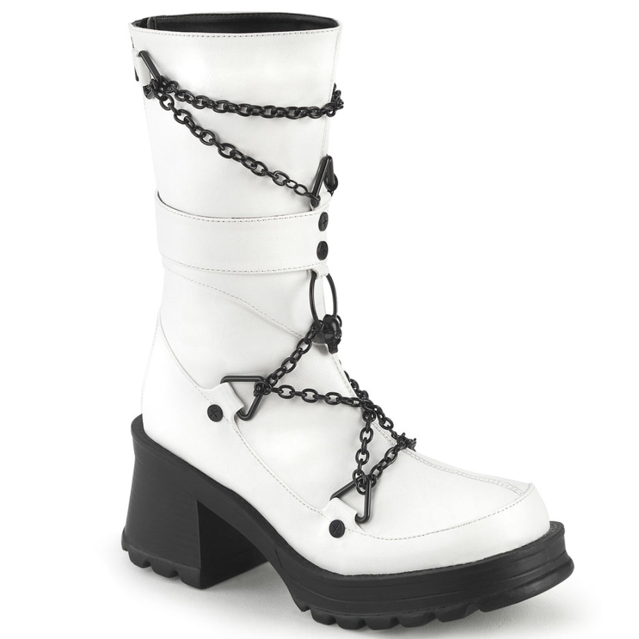Bratty-120 Demonia Ireland White Vegan Leather