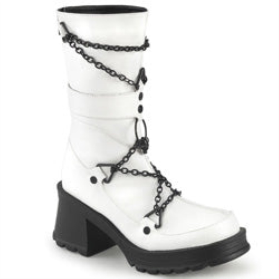 Bratty-120 Demonia Ireland White Vegan Leather
