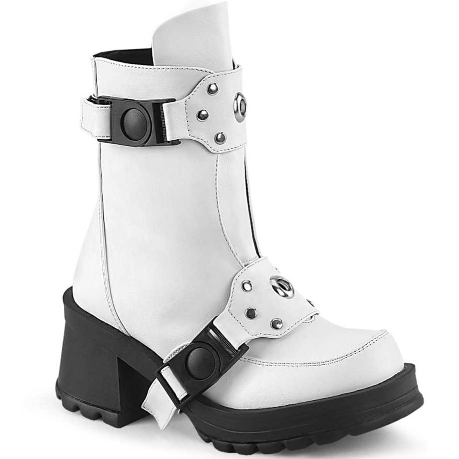 Bratty-56 Demonia Ireland White Vegan Leather