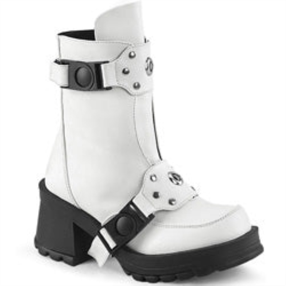 Bratty-56 Demonia Ireland White Vegan Leather