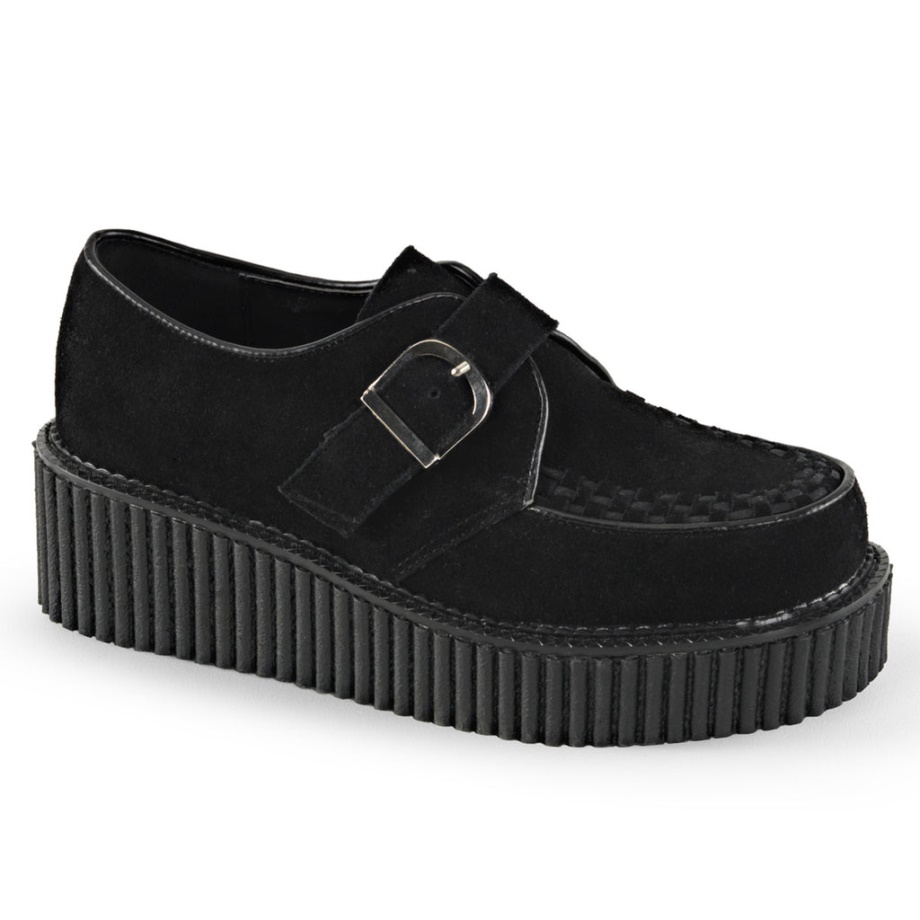 Creeper-118 Black Vegan Suede Demonia Ireland