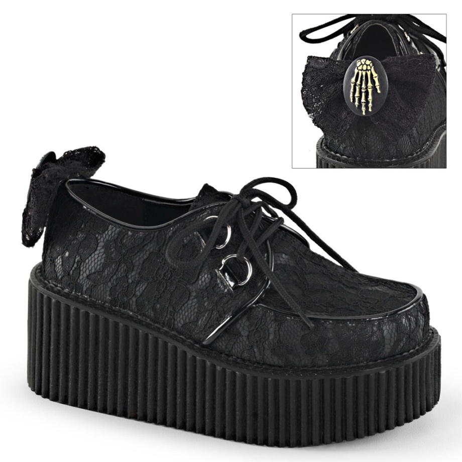 Creeper-212 Demonia Ireland Black Vegan Leather-Lace