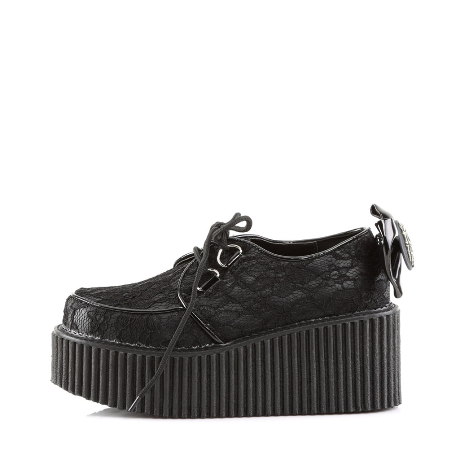 Creeper-212 Demonia Ireland Black Vegan Leather-Lace