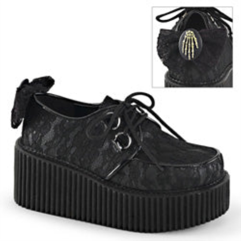 Creeper-212 Demonia Ireland Black Vegan Leather-Lace