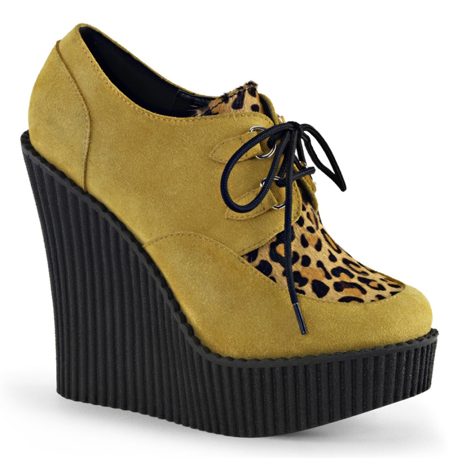 Creeper-304 Demonia Ireland Mustard Vegan Suede-Animal