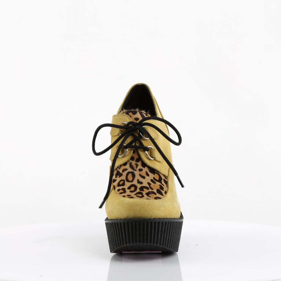 Creeper-304 Demonia Ireland Mustard Vegan Suede-Animal
