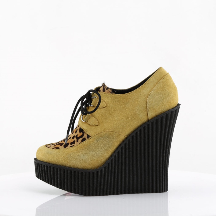 Creeper-304 Demonia Ireland Mustard Vegan Suede-Animal