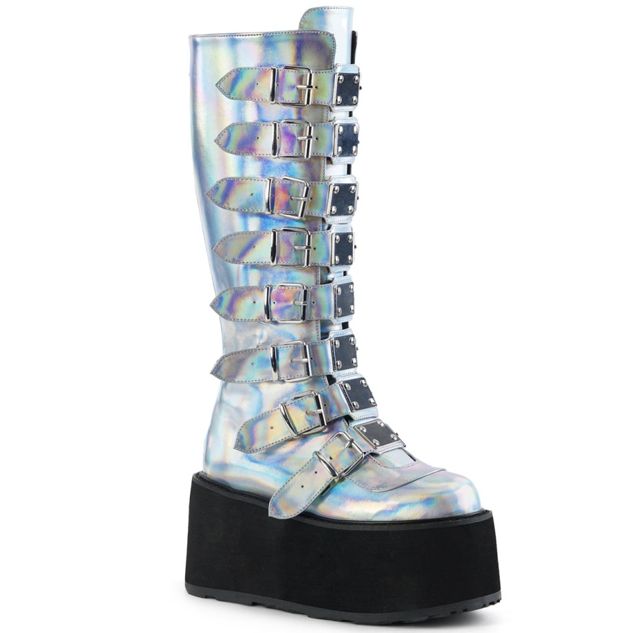 Damned-318 Silver Hologram Vegan Leather Demonia Ireland