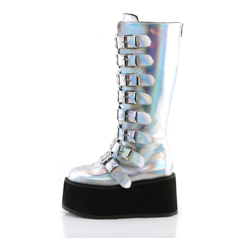 Damned-318 Silver Hologram Vegan Leather Demonia Ireland