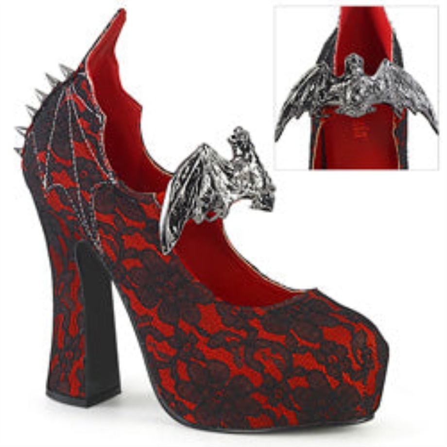 Demon-18 Demonia Ireland Red Satin-Black Lace