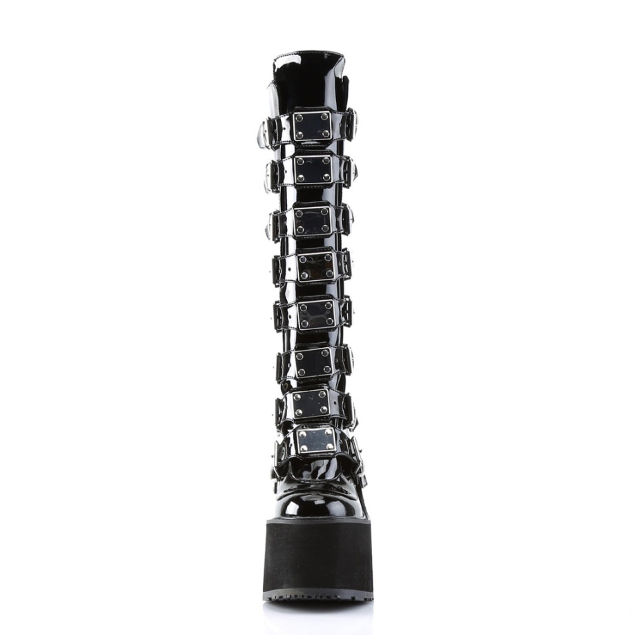 Demonia Ireland Black Patent Stack-301