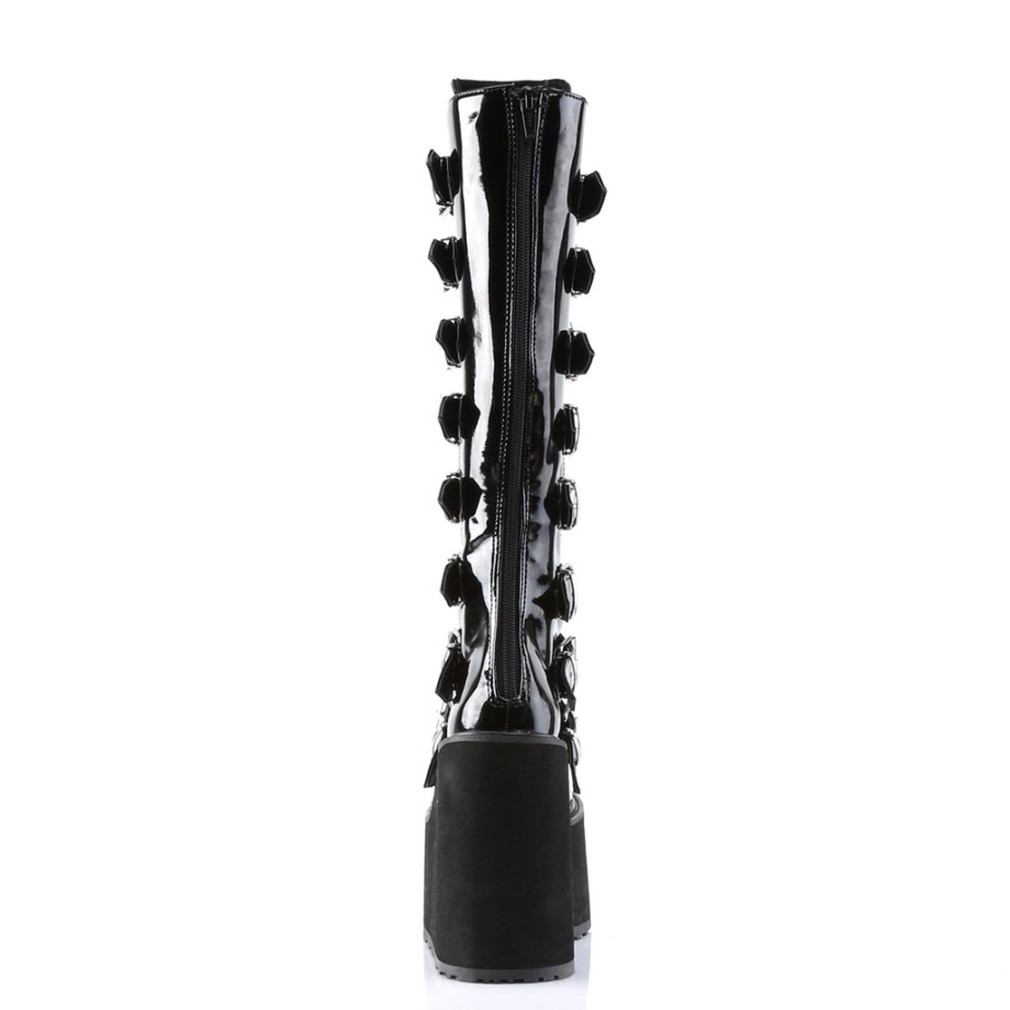 Demonia Ireland Black Patent Stack-301