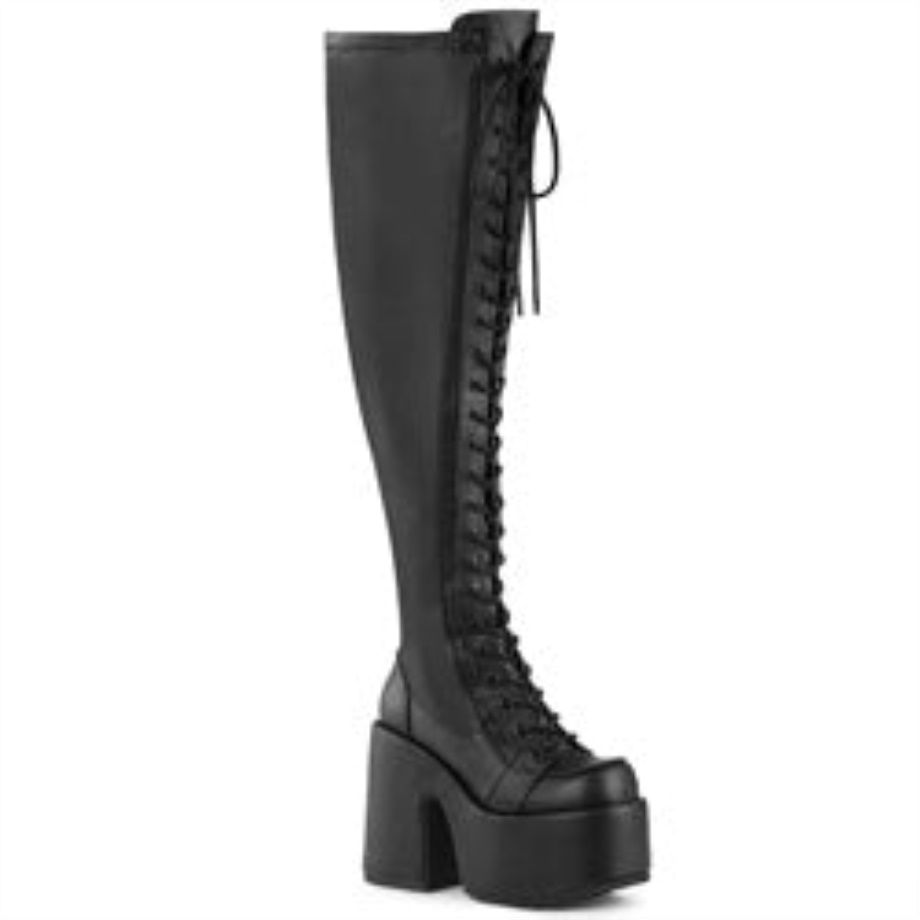 Demonia Ireland Black Stretch Vegan Leather Camel-300Wc