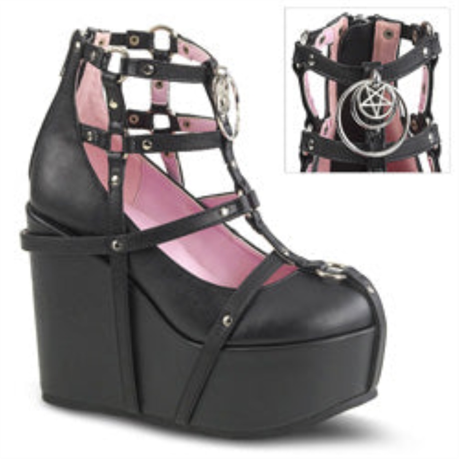 Demonia Ireland Stretch Black Patent Holo Shaker-65