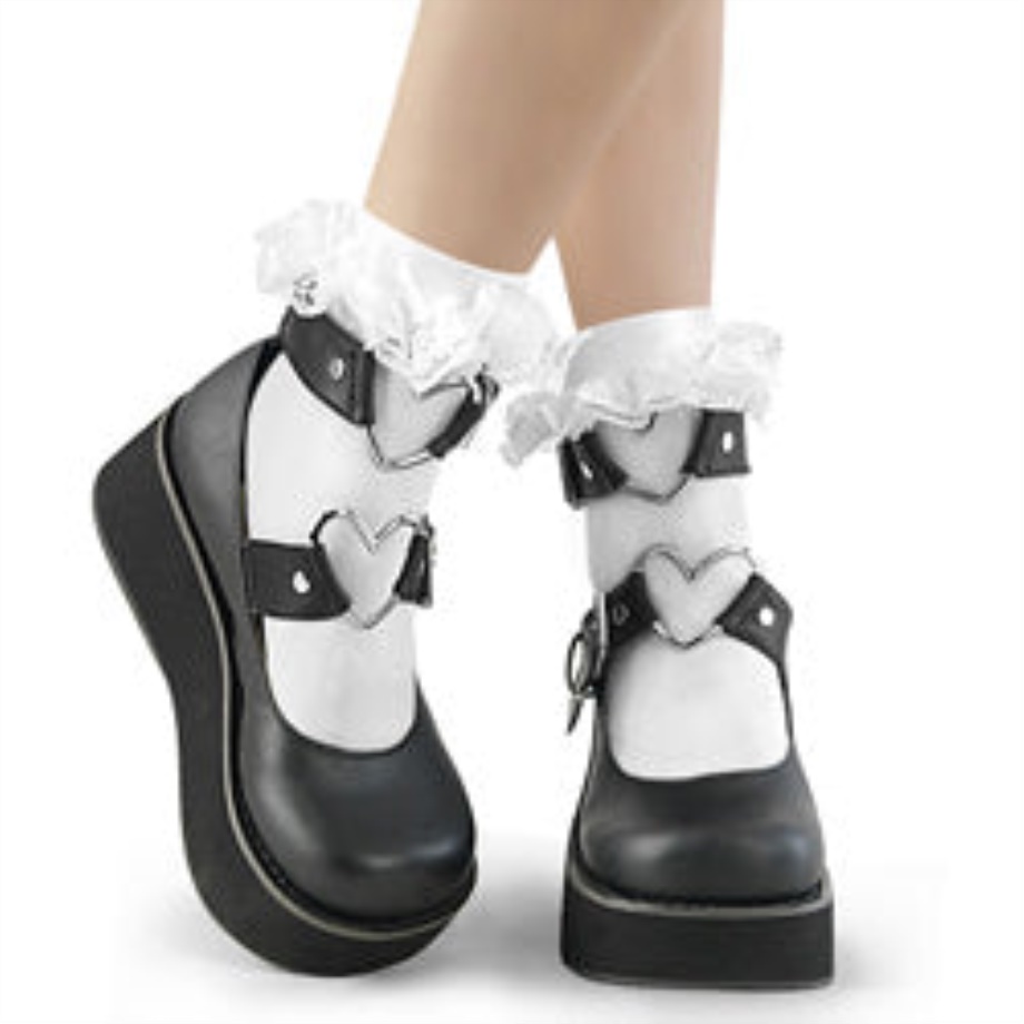 Demonia Ireland White Nylon Ruffle Lace Sock
