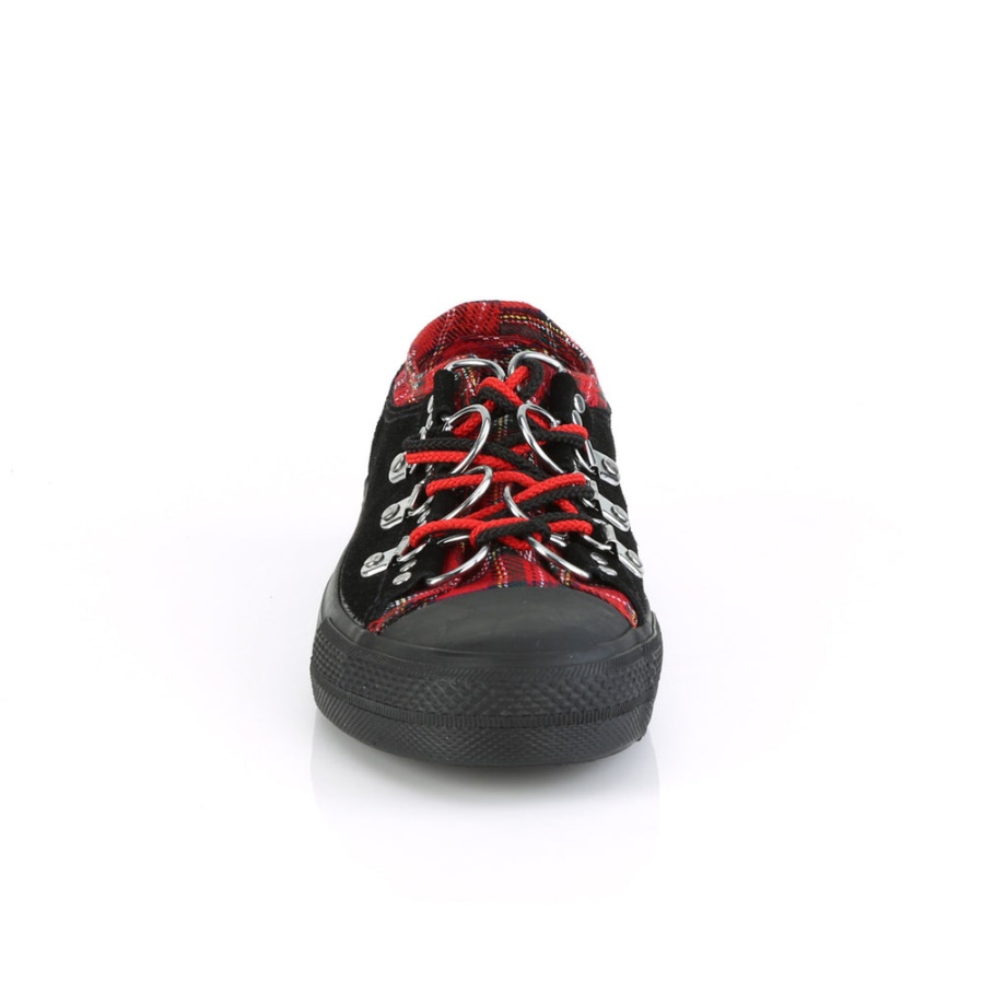 Deviant-05 Demonia Ireland Black Suede-Red Plaid