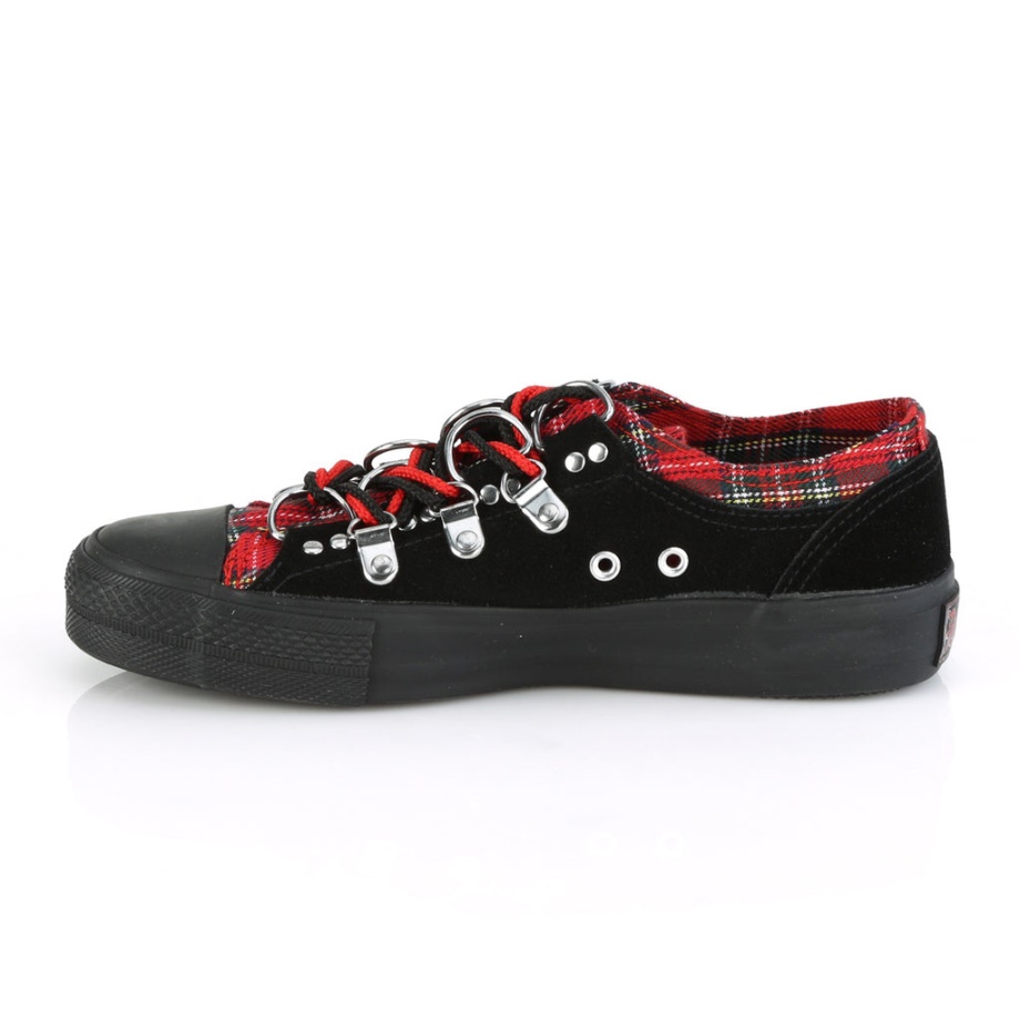 Deviant-05 Demonia Ireland Black Suede-Red Plaid