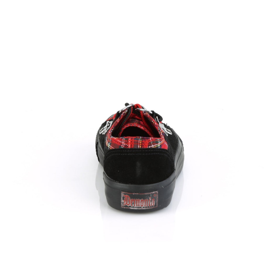 Deviant-05 Demonia Ireland Black Suede-Red Plaid