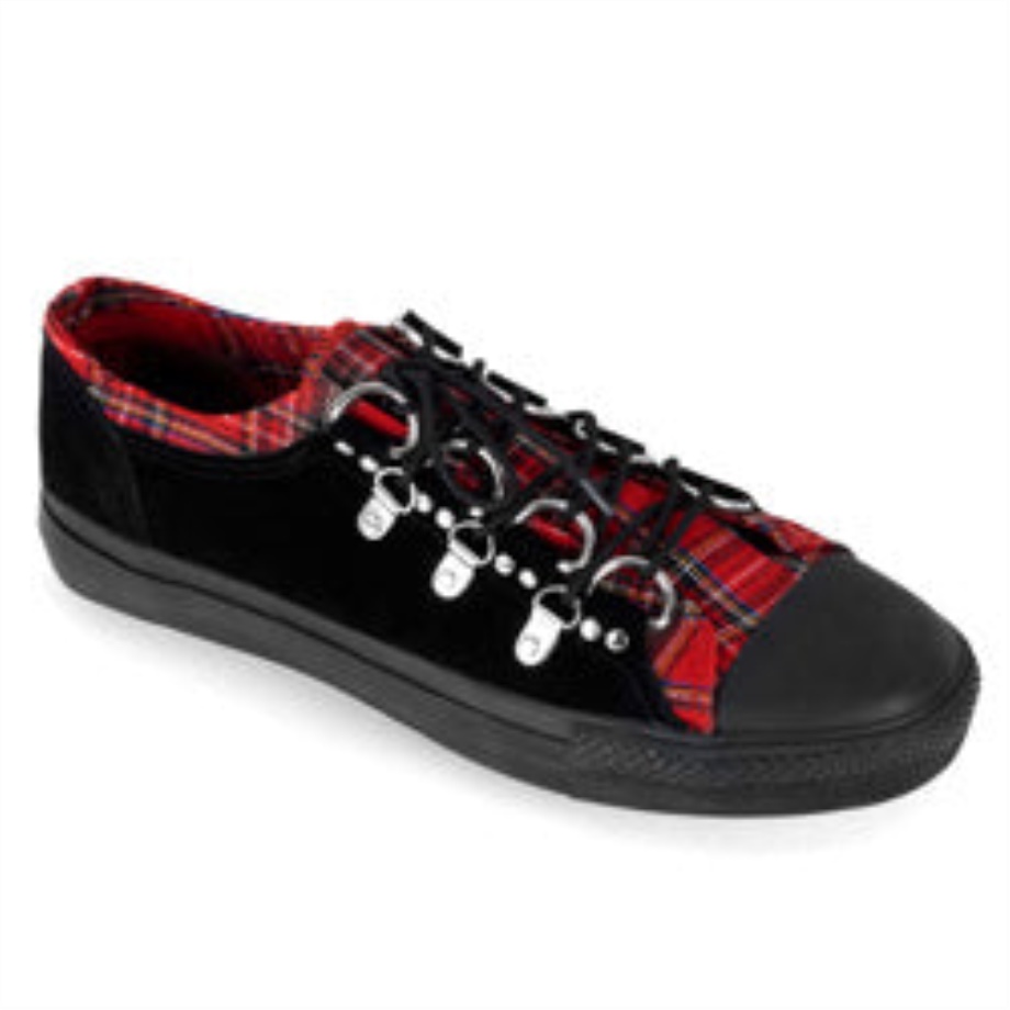 Deviant-05 Demonia Ireland Black Suede-Red Plaid