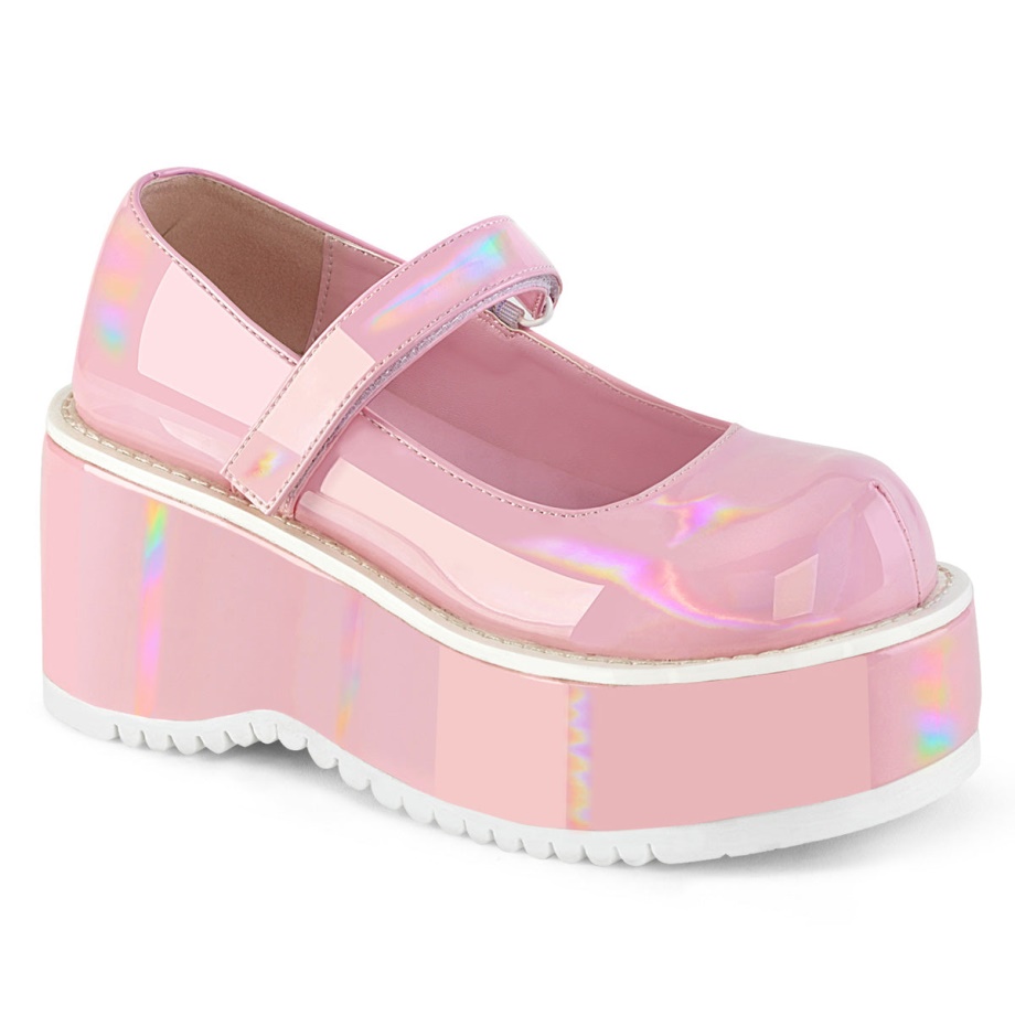Dollie-01 Demonia Ireland Baby Pink Holo Patent