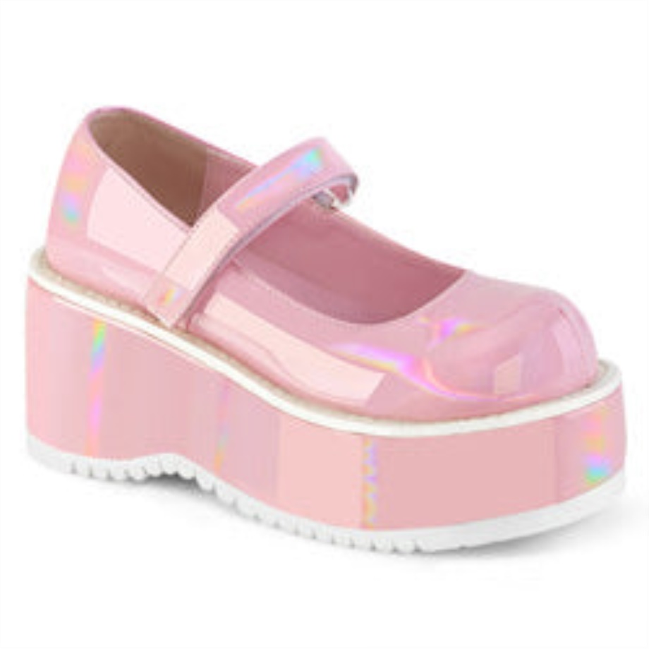Dollie-01 Demonia Ireland Baby Pink Holo Patent