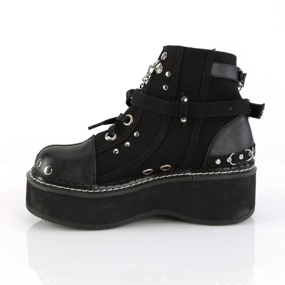 Emily-317 Demonia Ireland Black Canvas-Vegan Leather