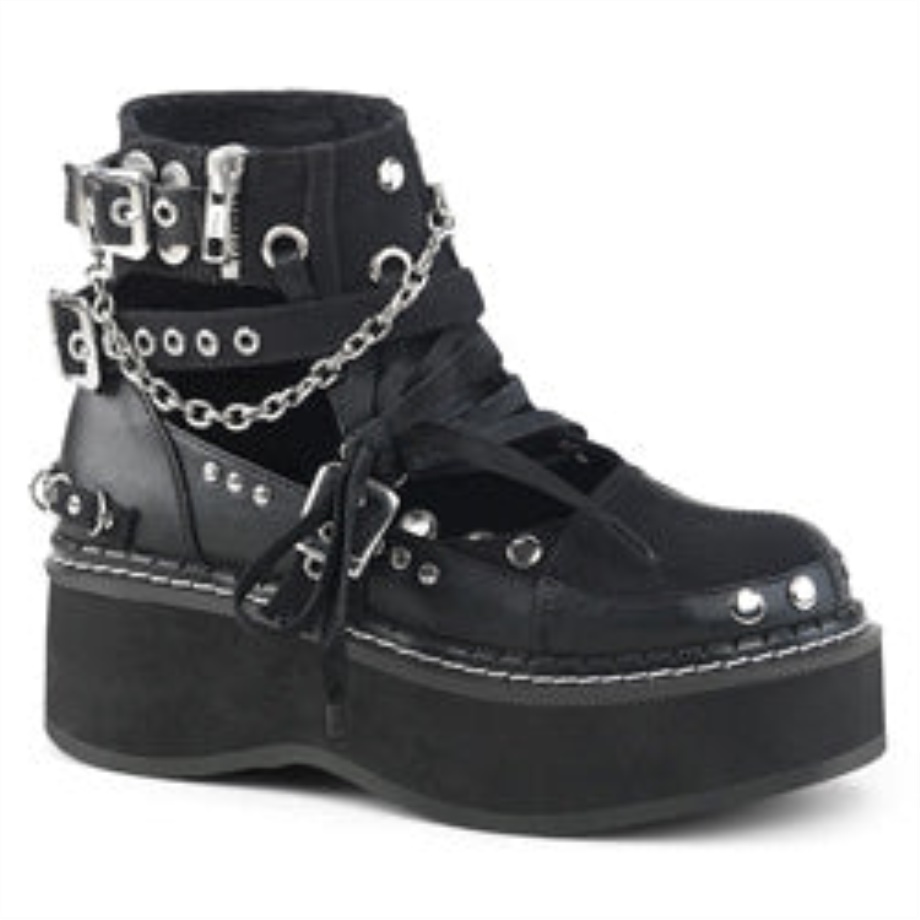 Emily-317 Demonia Ireland Black Canvas-Vegan Leather