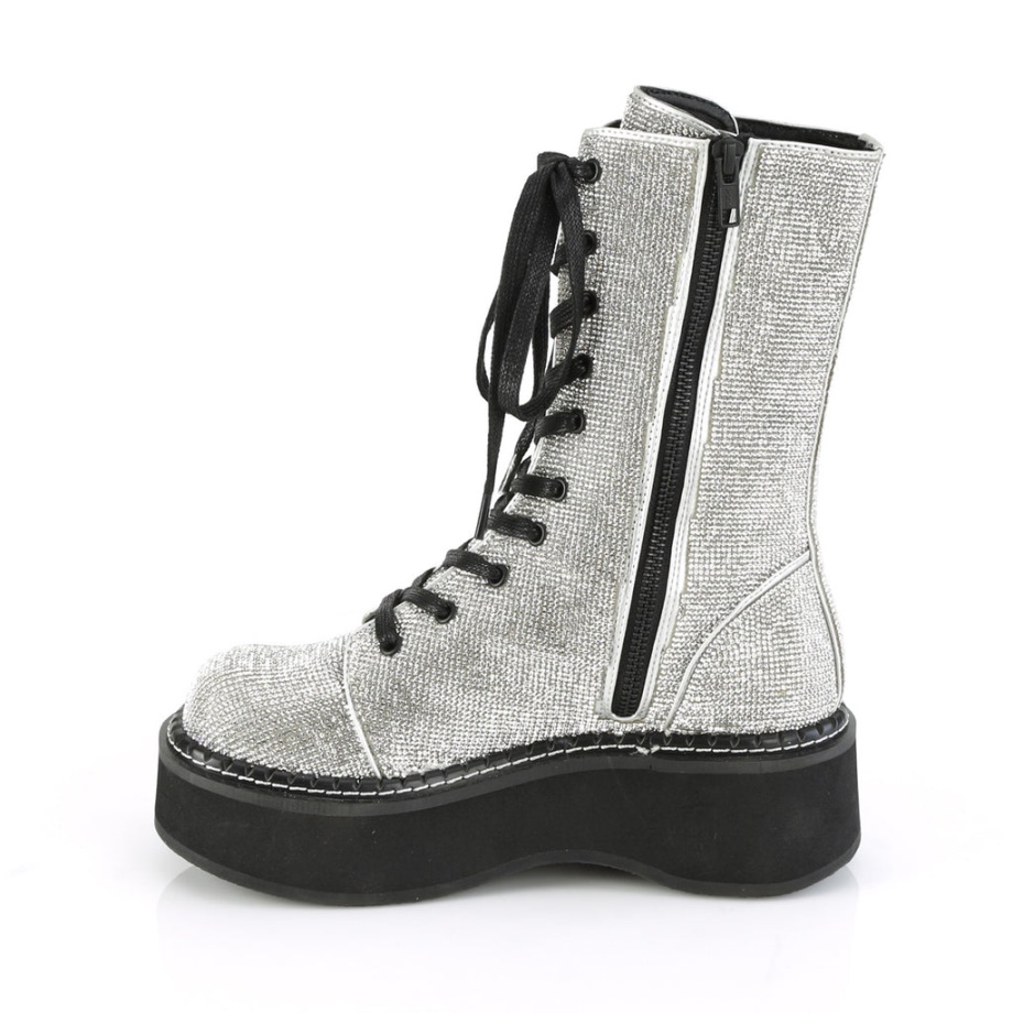 Emily-362 Silver Vegan Leather-Rhinstone Demonia Ireland