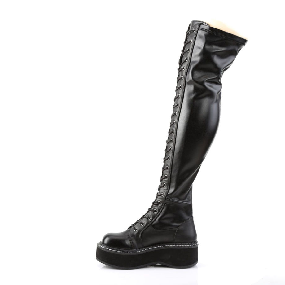 Emily-375 Demonia Ireland Black Str Vegan Leather