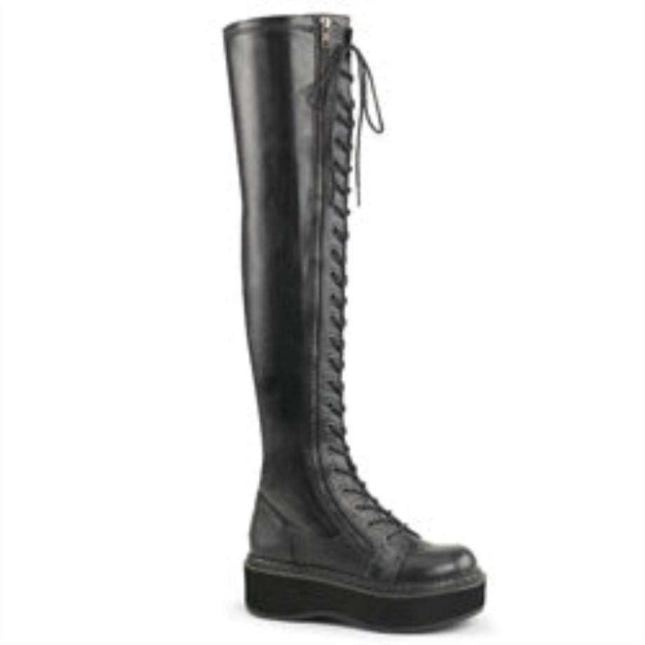 Emily-375 Demonia Ireland Black Str Vegan Leather