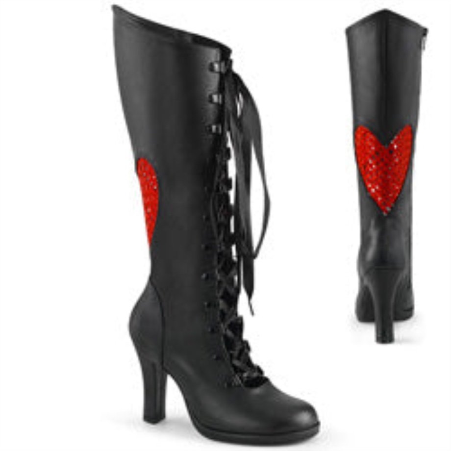Glam-243 Demonia Ireland Black Vegan Leather-Red Satin