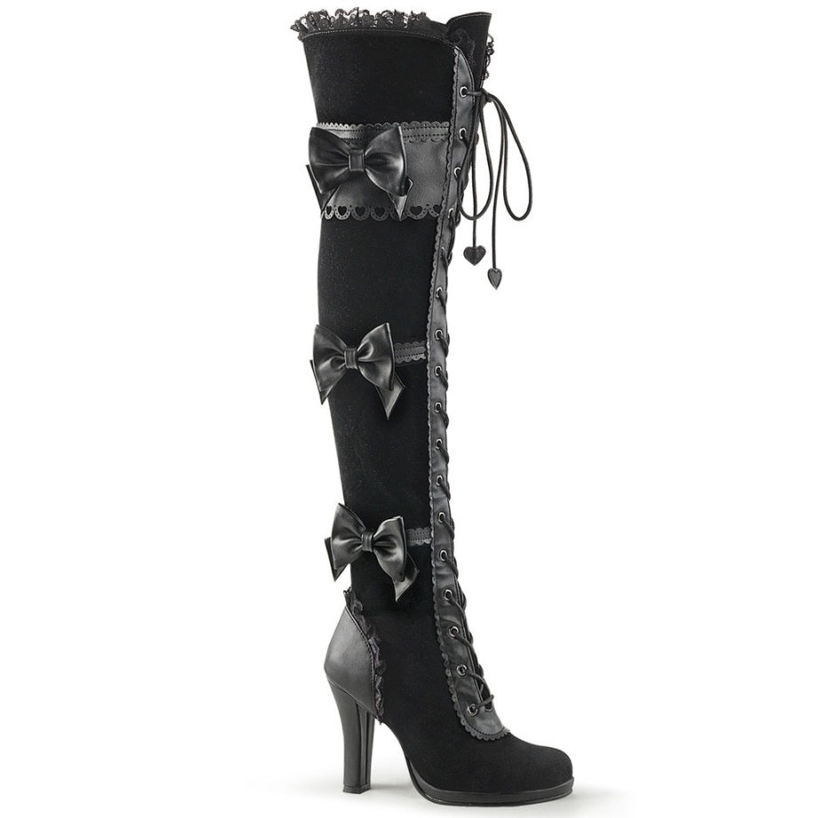 Glam-300 Demonia Ireland Black Vegan Leather-Velvet