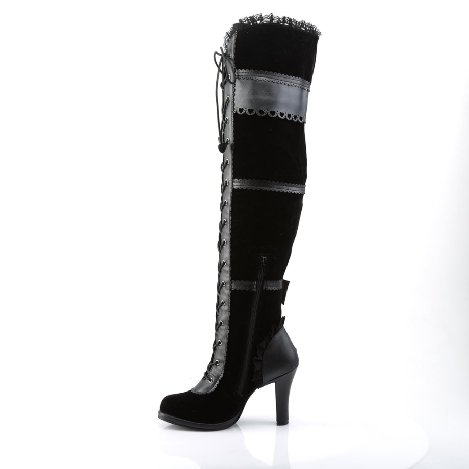 Glam-300 Demonia Ireland Black Vegan Leather-Velvet