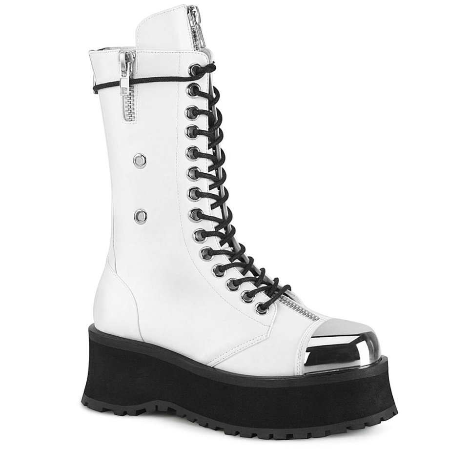 Gravedigger-14 Demonia Ireland White Vegan Leather
