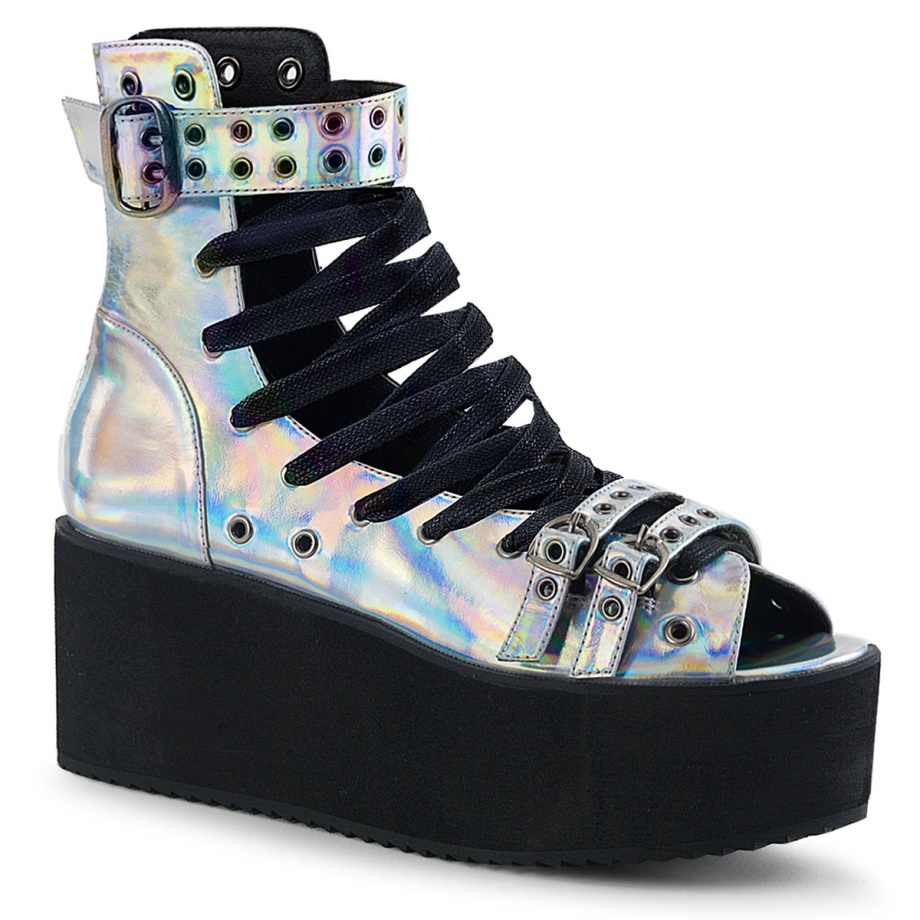 Grip-105 Demonia Ireland Silver Hologram Vegan Leather