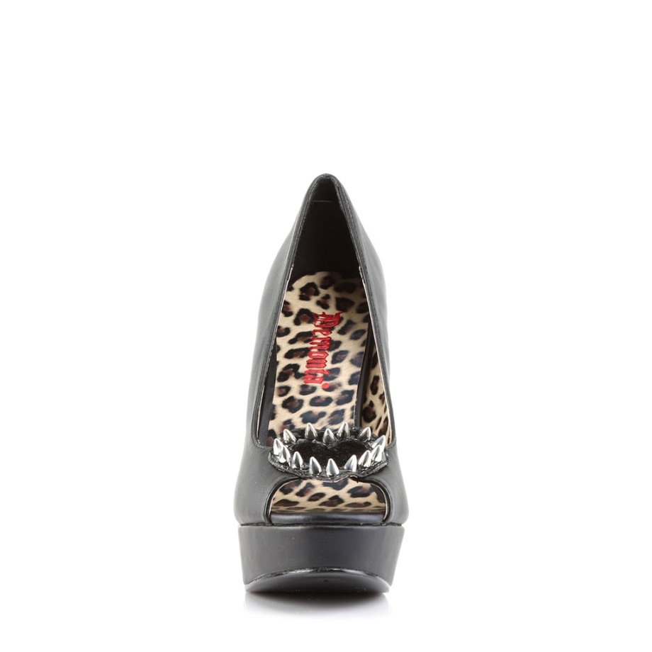 Pixie-17 Black Vegan Leather-Pony Faux Fur Demonia Ireland