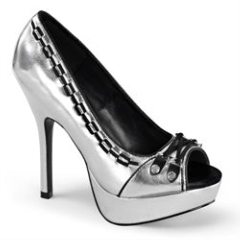 Pixie-18 Demonia Ireland Silver Vegan Leather