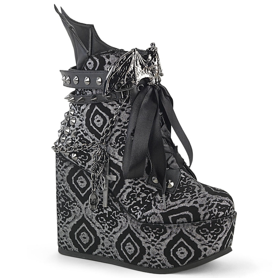 Poison-107 Silver Faux Nubuck Leather Demonia Ireland