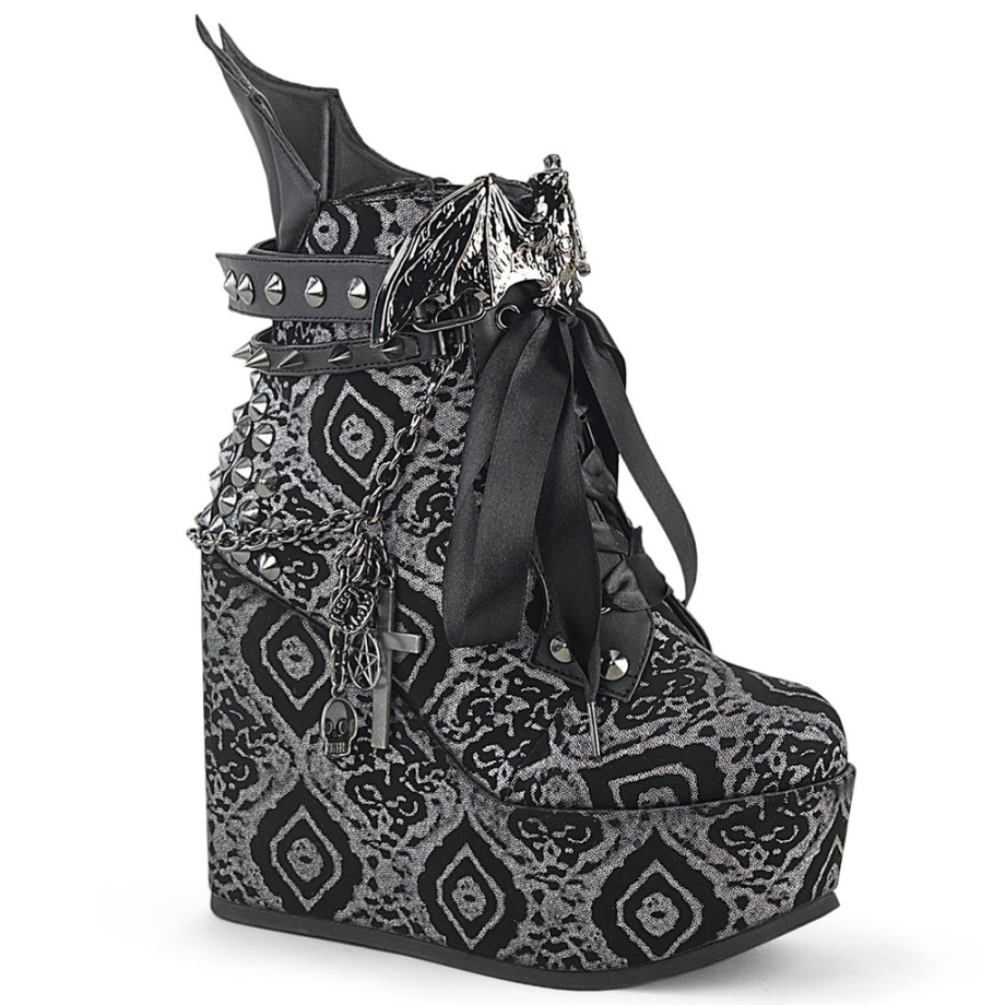 Poison-107 Silver Faux Nubuck Leather Demonia Ireland