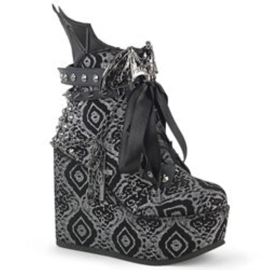 Poison-107 Silver Faux Nubuck Leather Demonia Ireland