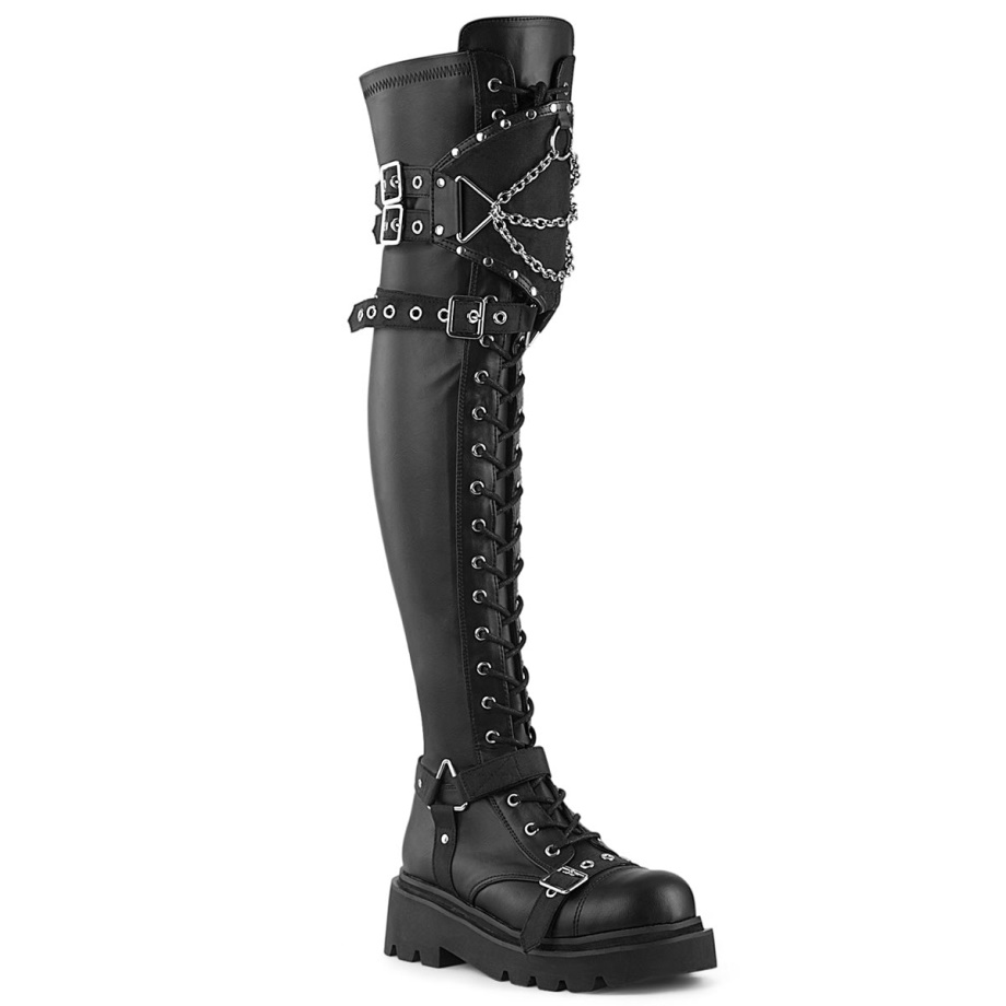 Renegade-320 Black Stretch Vegan Leather Demonia Ireland