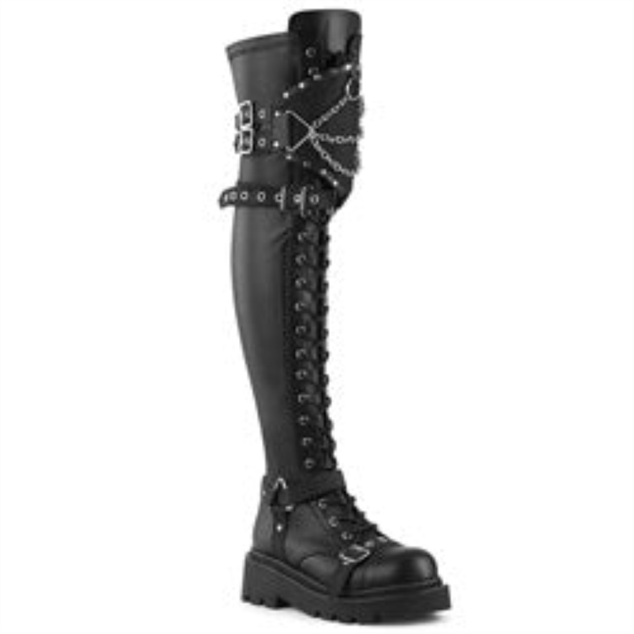 Renegade-320 Black Stretch Vegan Leather Demonia Ireland