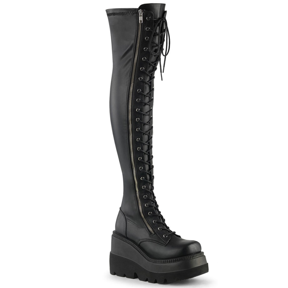 Shaker-374 Demonia Ireland Black Str Vegan Leather