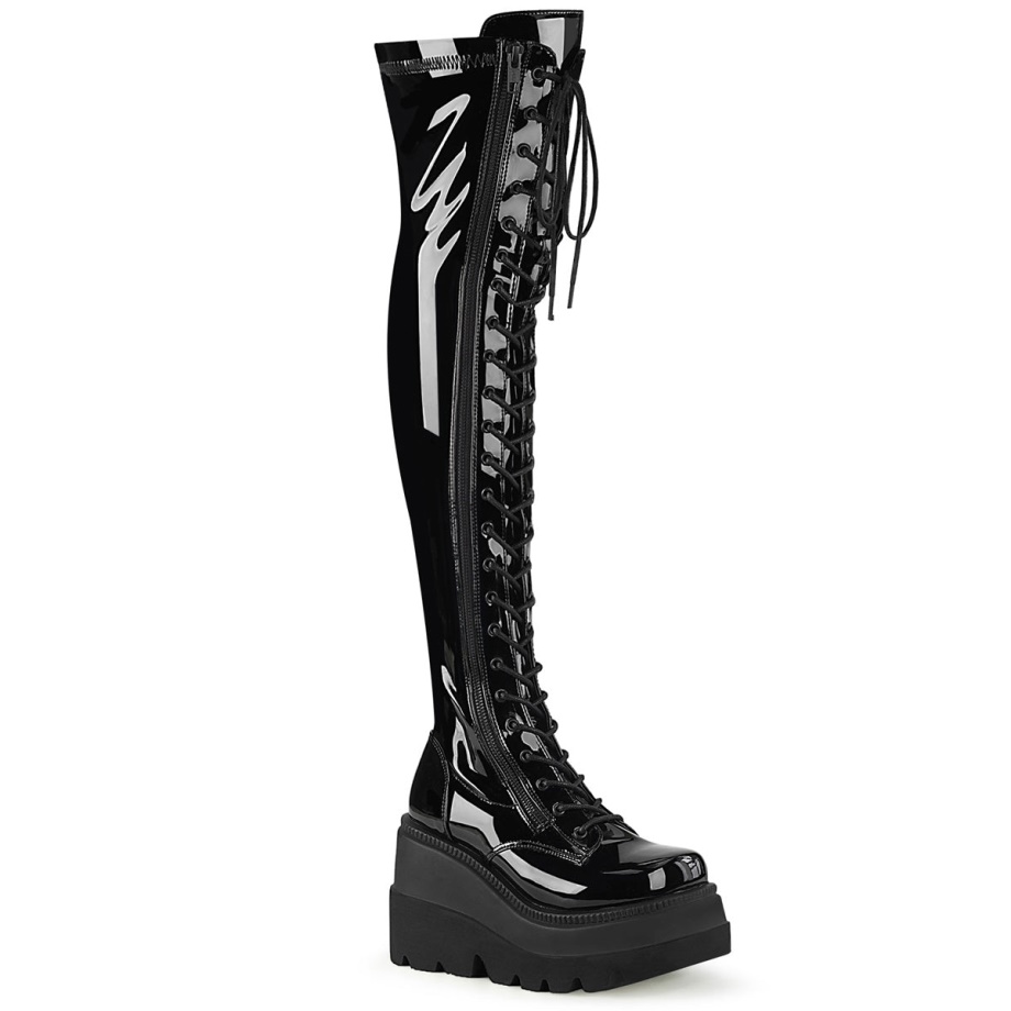 Shaker-374 Demonia Ireland Black Stretch Patent